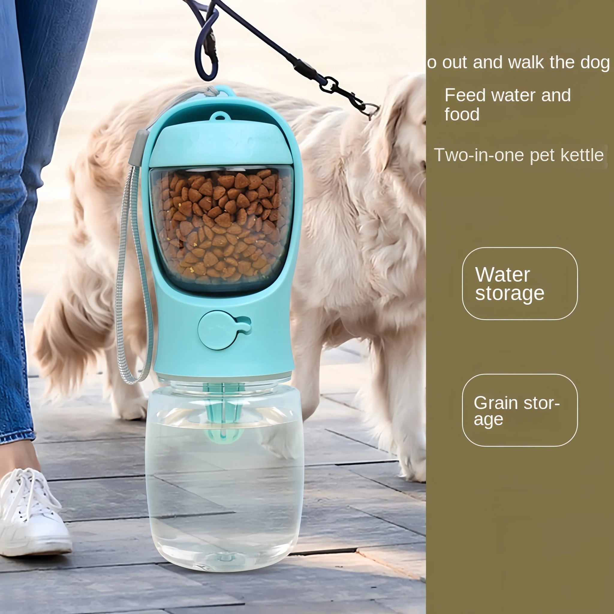 2 in 1 : Dog Cat Portable Water & Food Bottle 2026